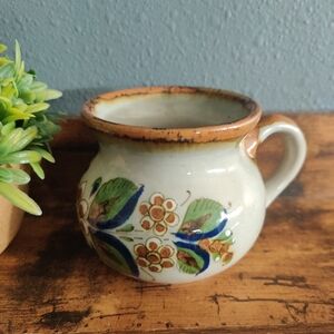 Handmade mexico pottery mug jar floral butterfly small creamer decor ceramic